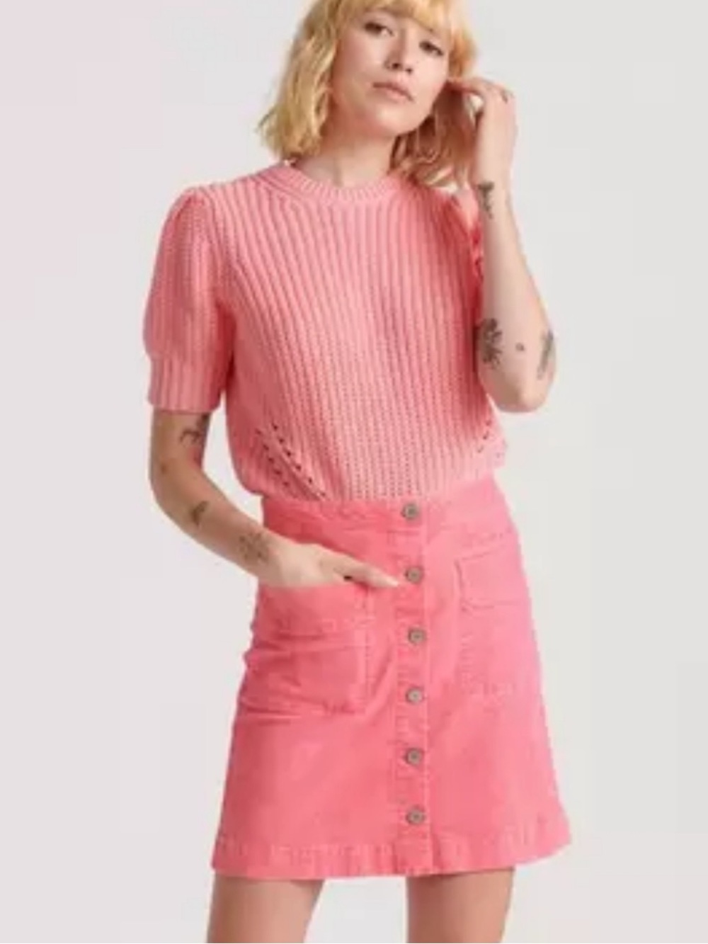 Lucky Brand Corduroy Button Down Mini Skirt Pink Size 6 / 28
